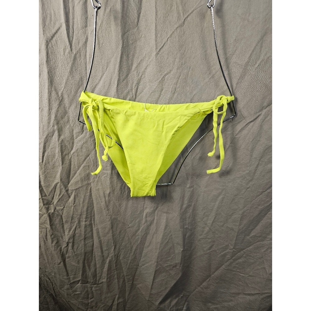 Neon Yellow Side Tie Bikini Bottoms Womens Size Medium Fluorescent Swimwear
